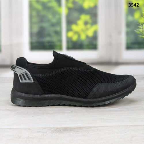 Кросівки чоловічі мокасини літні сітка чорні Dago Style 3542