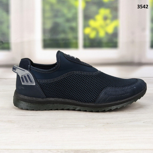 Кросівки чоловічі мокасини літні сітка сині Dago Style 3542