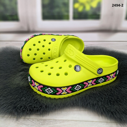 Сабо крокси жіночі жовті з яскравим візерунком вишиванка Dago Style 2494_2