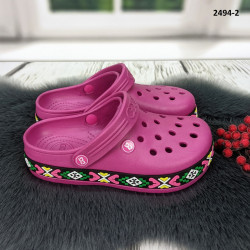 Сабо крокси жіночі малинові з візерунком вишиванка Dago Style 2494_2
