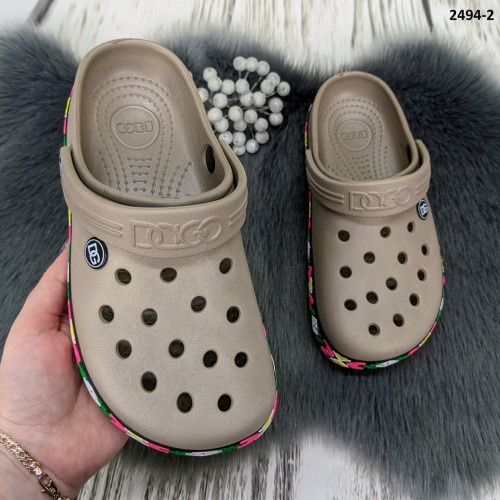Сабо крокси жіночі кавові з яскравим візерунком вишиванка Dago Style 2494_2