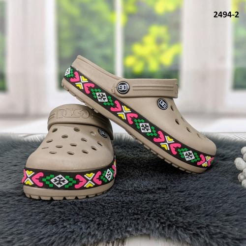Сабо крокси жіночі кавові з яскравим візерунком вишиванка Dago Style 2494_2