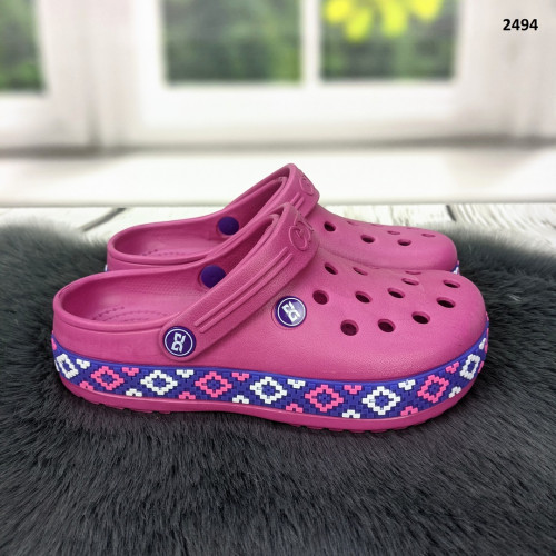 Сабо крокси жіночі малинові з візерунком вишиванка Dago Style 2494