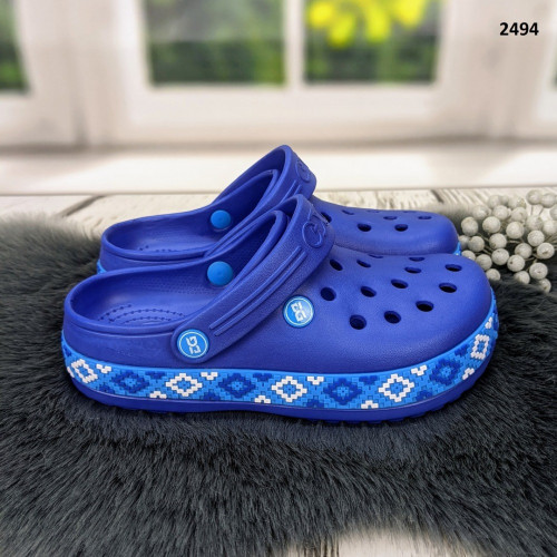 Сабо крокси жіночі сині з візерунком вишиванка Dago Style 2494