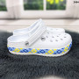 Сабо кроксы женские белые с узором вышиванка в национальных цветах Dago Style 2494