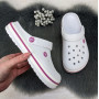 Сабо крокси жіночі білі з малиновою смужкою Dago Style 2578