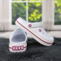 Сабо крокси жіночі білі з малиновою смужкою Dago Style 2578
