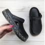 Чоловічі сабо крокси чорні з візерунком Вишиванка Dago Style 3214_2