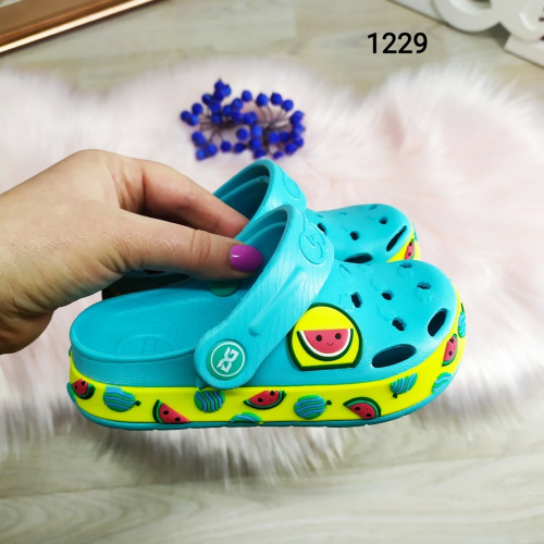 Кроксы сабо детские для девочки бирюзовые Dago Style 1229