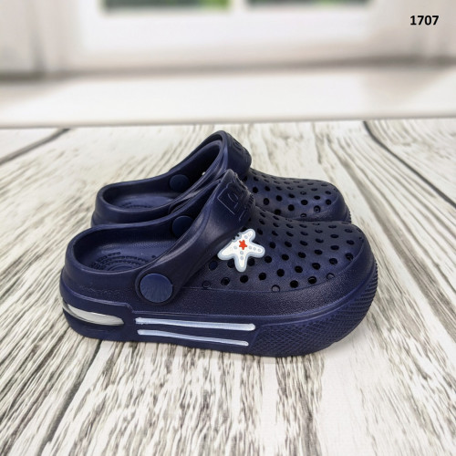 Крокси сабо дитячі для дівчинки сині з балоном Dago Style 1707