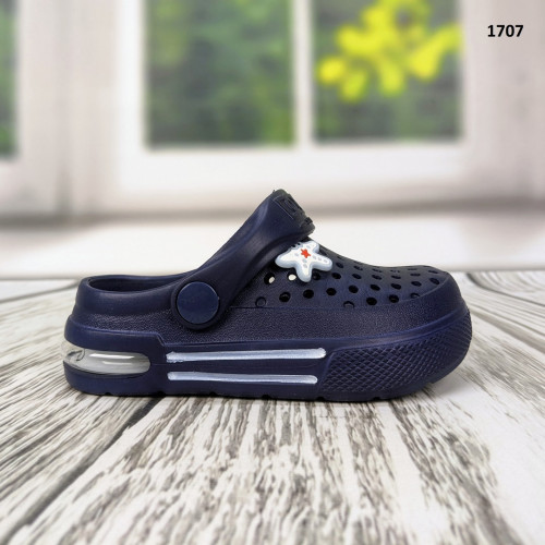 Крокси сабо дитячі для дівчинки сині з балоном Dago Style 1707