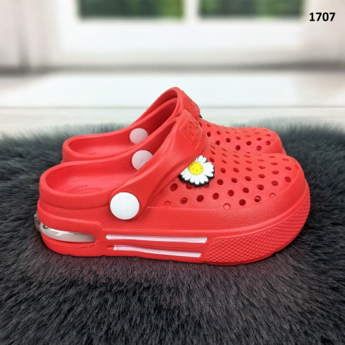 Крокси сабо дитячі для дівчинки червоні з балоном Dago Style 1707