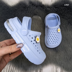 Крокси сабо дитячі для дівчинки блакитні з балоном Dago Style 1707