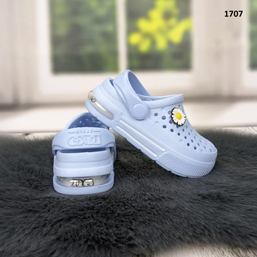 Крокси сабо дитячі для дівчинки блакитні з балоном Dago Style 1707