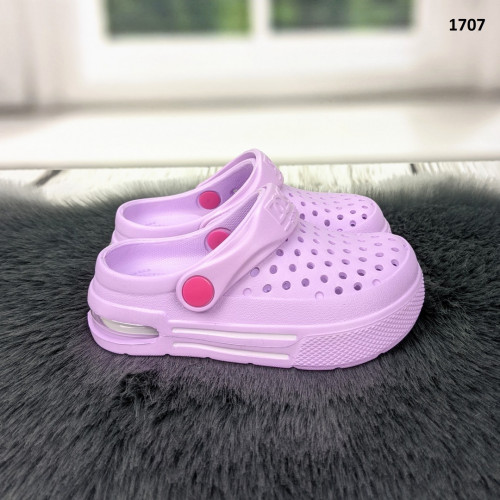 Крокси сабо дитячі для дівчинки бузкові з балоном Dago Style 1707