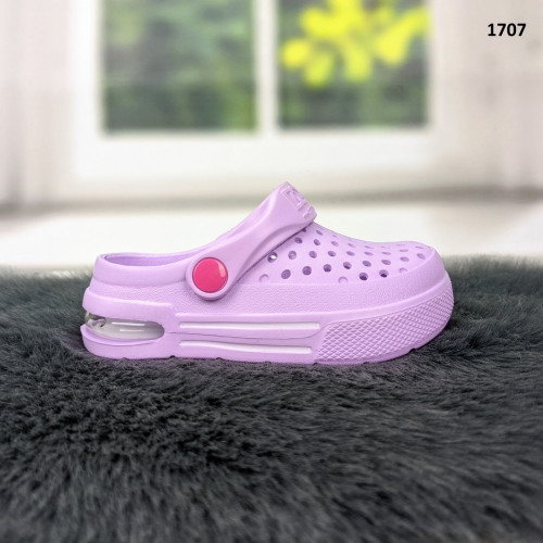 Крокси сабо дитячі для дівчинки бузкові з балоном Dago Style 1707