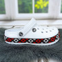 Сабо кроксы женские белые с черной вышиванкой Dago Style 2494