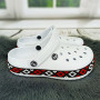Сабо кроксы женские белые с черной вышиванкой Dago Style 2494