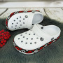 Сабо кроксы женские белые с черной вышиванкой Dago Style 2494