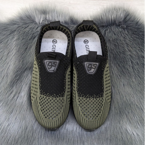 Кросівки жіночі текстильні хакі без шнурків Гіпаніс 4397