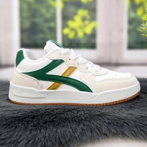 Кроссовки женские белые с зеленым демисезонные Swin Shoes 4383