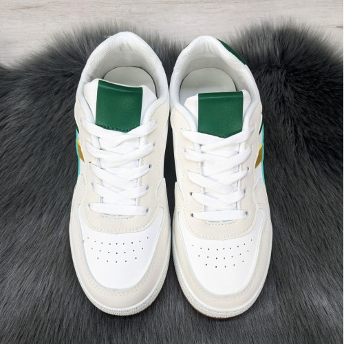 Кроссовки женские белые с зеленым демисезонные Swin Shoes 4383