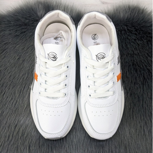 Кроссовки женские белые с серым демисезонные Swin Shoes 4382