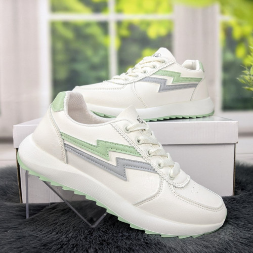 Кроссовки женские белые с серым демисезонные Swin Shoes 4381