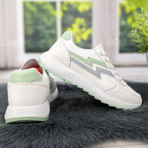 Кроссовки женские белые с серым демисезонные Swin Shoes 4381