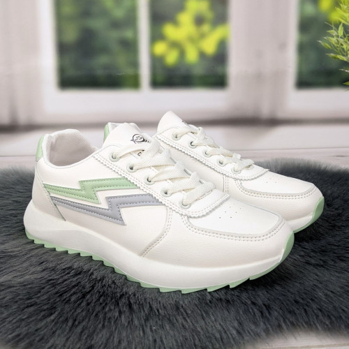Кроссовки женские белые с серым демисезонные Swin Shoes 4381