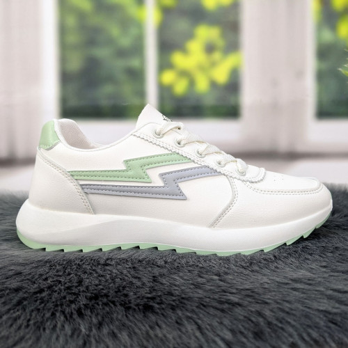 Кроссовки женские белые с серым демисезонные Swin Shoes 4381