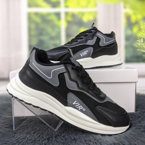 Кроссовки женские текстильные черные с серым Swin shoes 4379