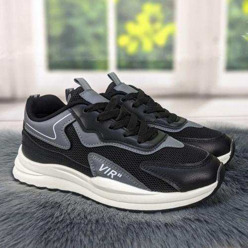 Кроссовки женские текстильные черные с серым Swin shoes 4379