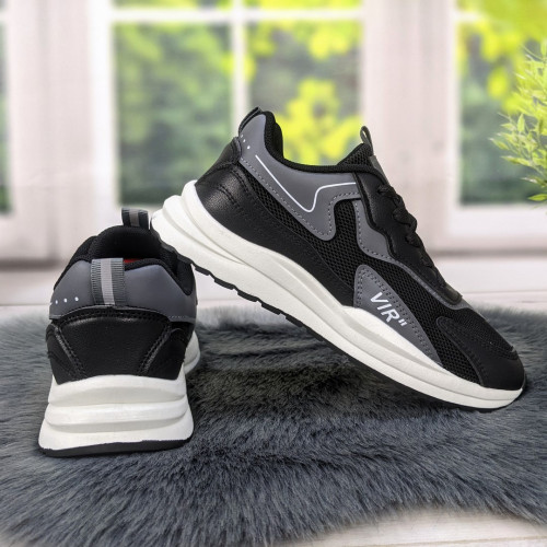 Кроссовки женские текстильные черные с серым Swin shoes 4379