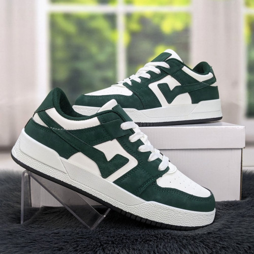 Кросівки кеди жіночі білі з темно-зеленим Swin-shoes 4424