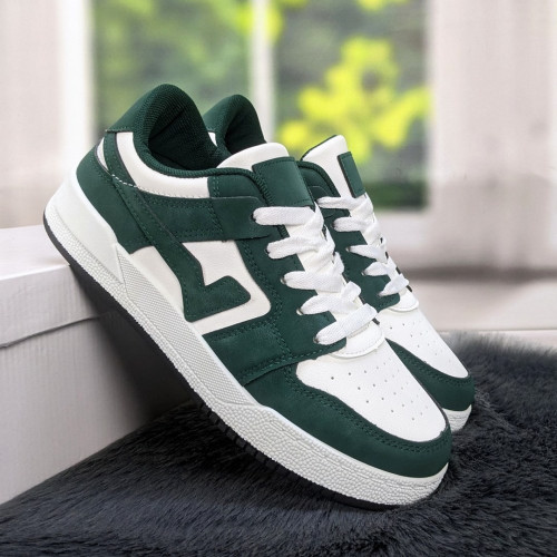 Кросівки кеди жіночі білі з темно-зеленим Swin-shoes 4424
