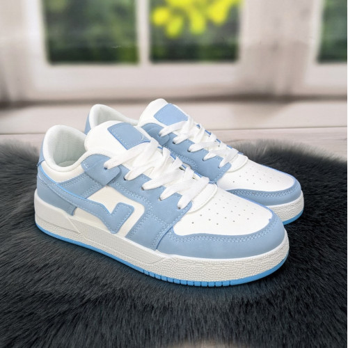 Кроссовки кеды женские белые с голубым Swin-shoes 4424
