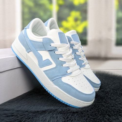 Кроссовки кеды женские белые с голубым Swin-shoes 4424
