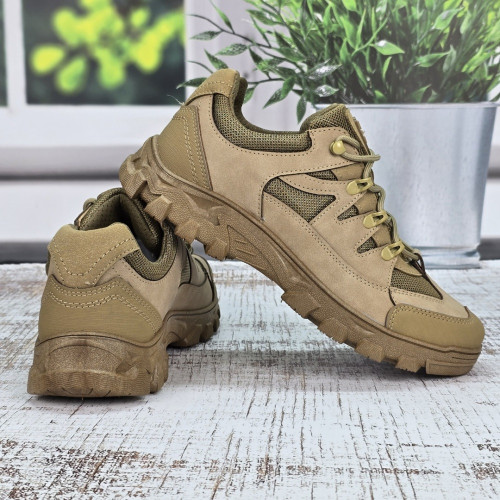 Кроссовки мужские эко-кожа с сеткой песочного цвета Dago Style 3540_2