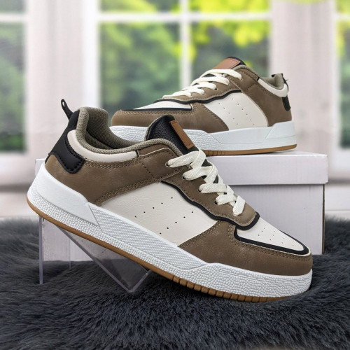 Кросівки кеди жіночі білі з коричневим Swin-shoes 4218