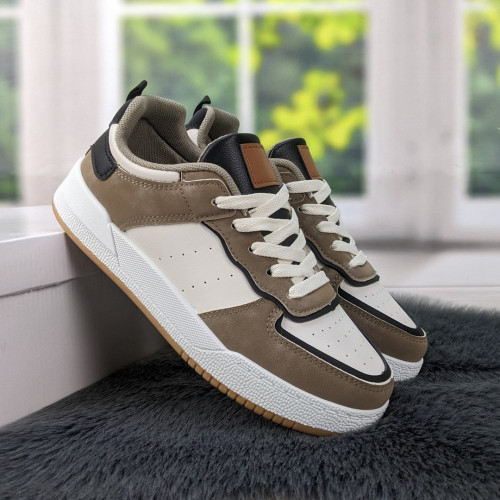 Кросівки кеди жіночі білі з коричневим Swin-shoes 4218