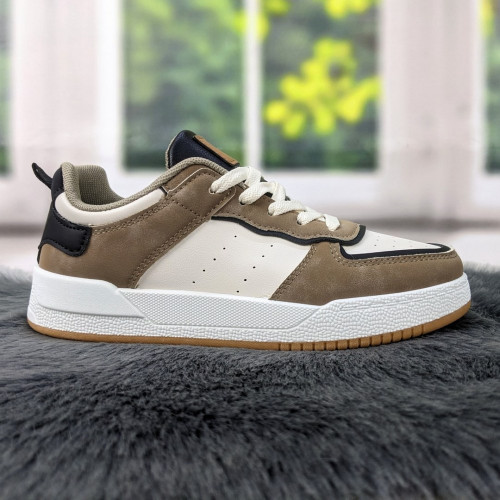 Кросівки кеди жіночі білі з коричневим Swin-shoes 4218