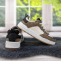 Кросівки кеди жіночі білі з коричневим Swin-shoes 4218