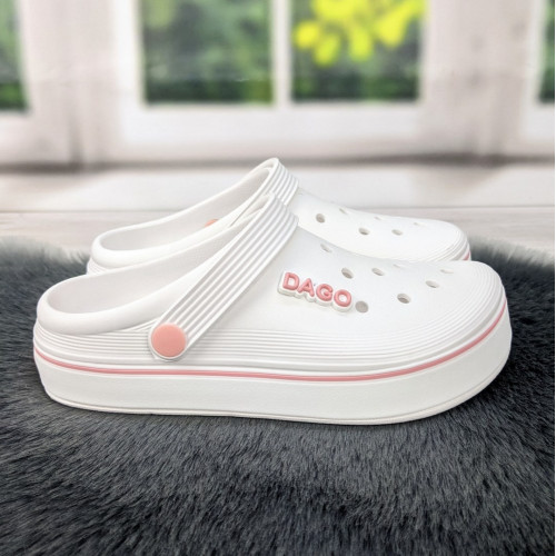 Сабо крокси жіночі піна білі з рожевим Dago Style 4363