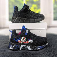 Кросівки дитячі для хлопчика текстильні чорні з синім Леопард 5334