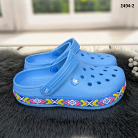 Сабо кроксы женские голубые с узором вышиванка Dago Style 2494_2