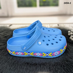 Сабо крокси жіночі блакитні з візерунком вишиванка Dago Style 2494_2