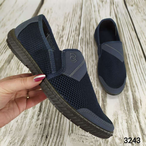 Мокасини тапочки чоловічі сітка сині Dago Style 3243