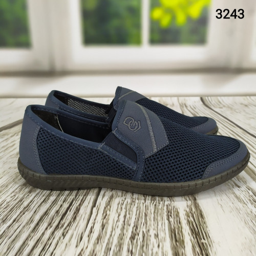 Мокасини тапочки чоловічі сітка сині Dago Style 3243