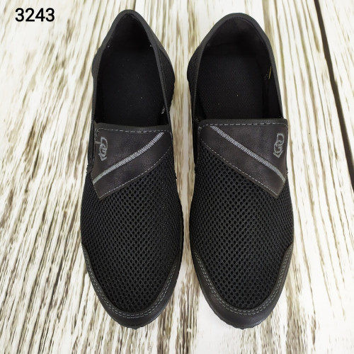 Мокасини тапочки чоловічі сітка чорні Dago Style 3243